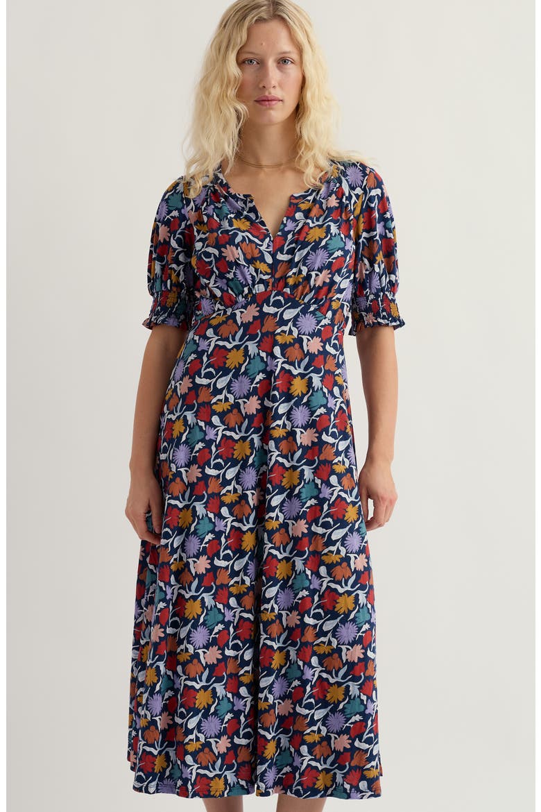 Fenil Floral Midi Dress, Alternate, color, GARDEN FLORAL SEA CAVE