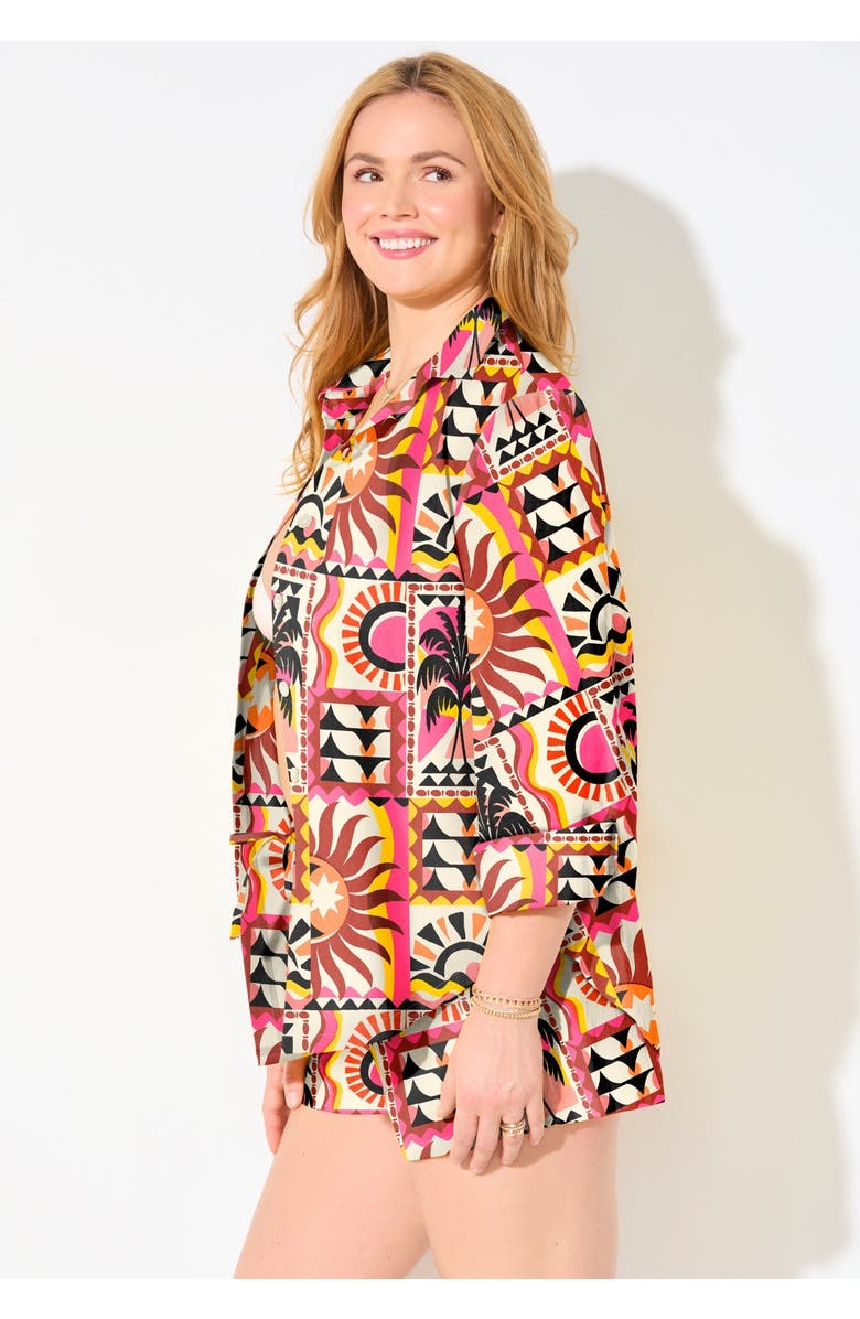 Swimsuits for All Cotton Beach Shirt Cover Up, Alternate, color, Vita Boho Palms