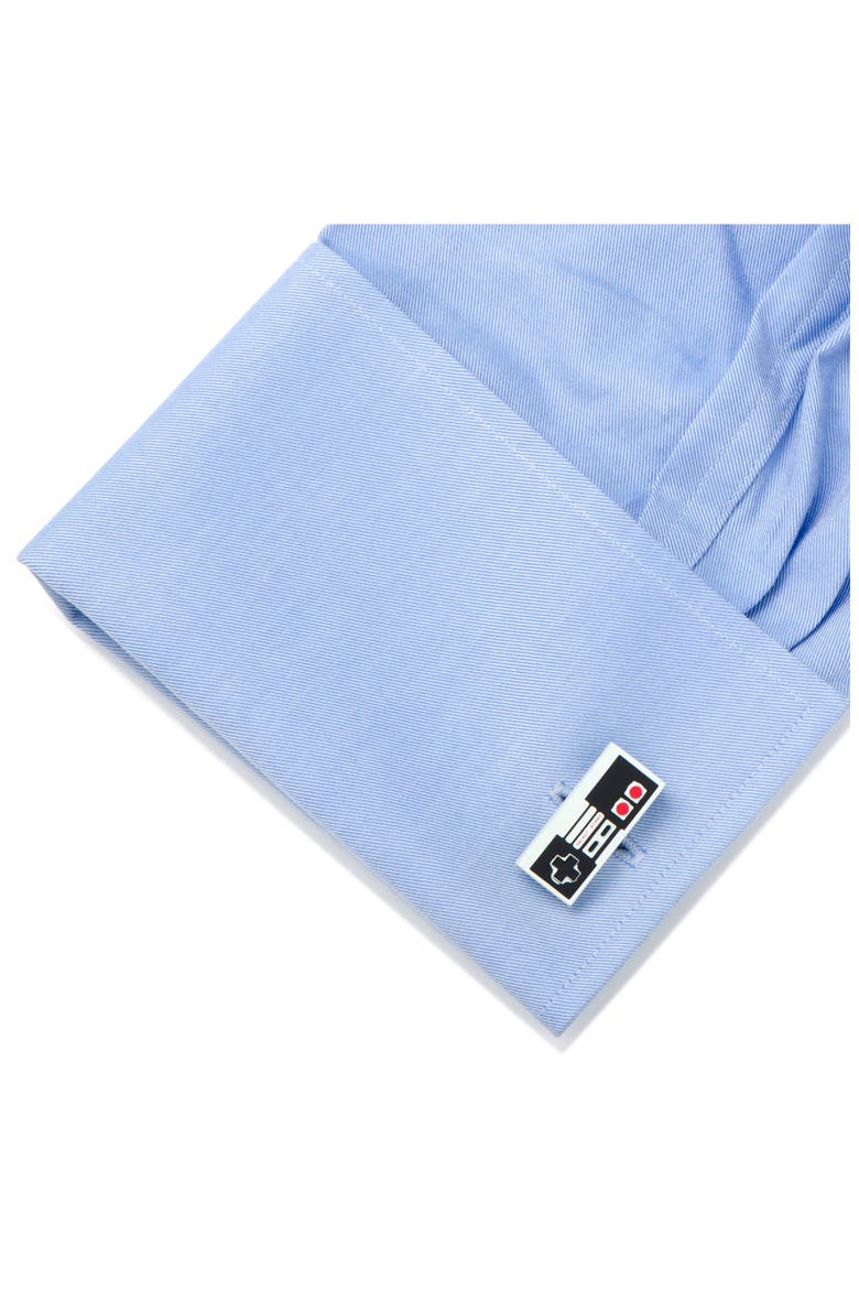 3D Vintage Game Cuff Links, Alternate, color, GREY/ BLACK