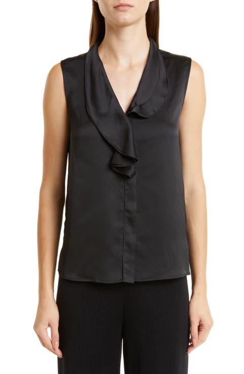 Cascading Lapel Sleeveless Top