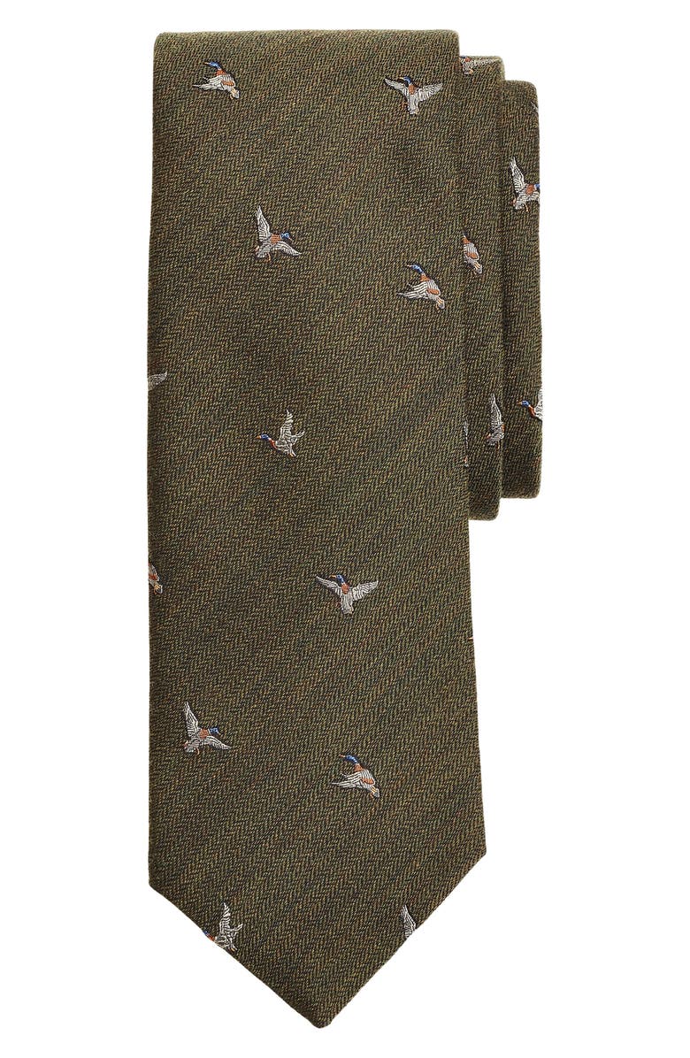 Brooks Brothers Chevron Geese Wool & Silk Tie, Main, color, 