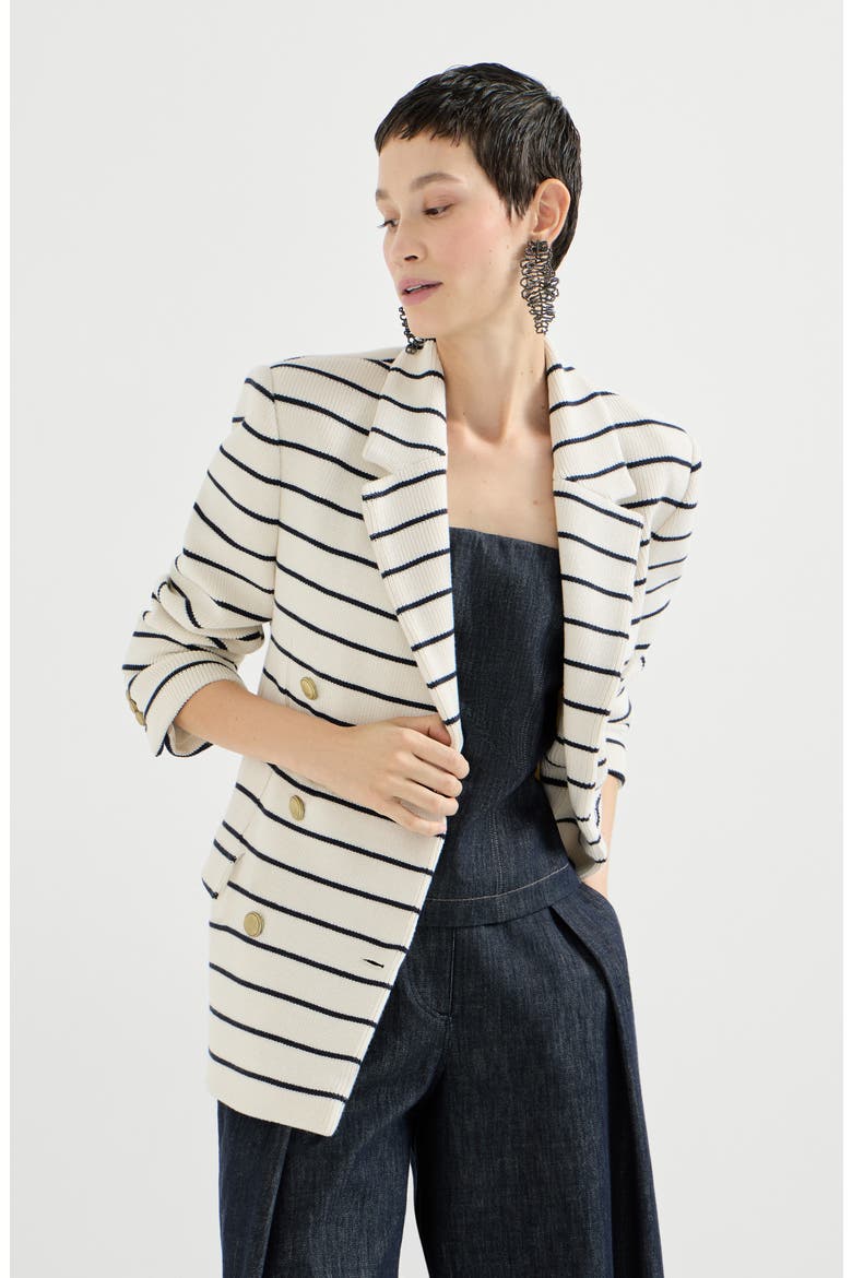 Striped knit blazer, Alternate, color, Blue