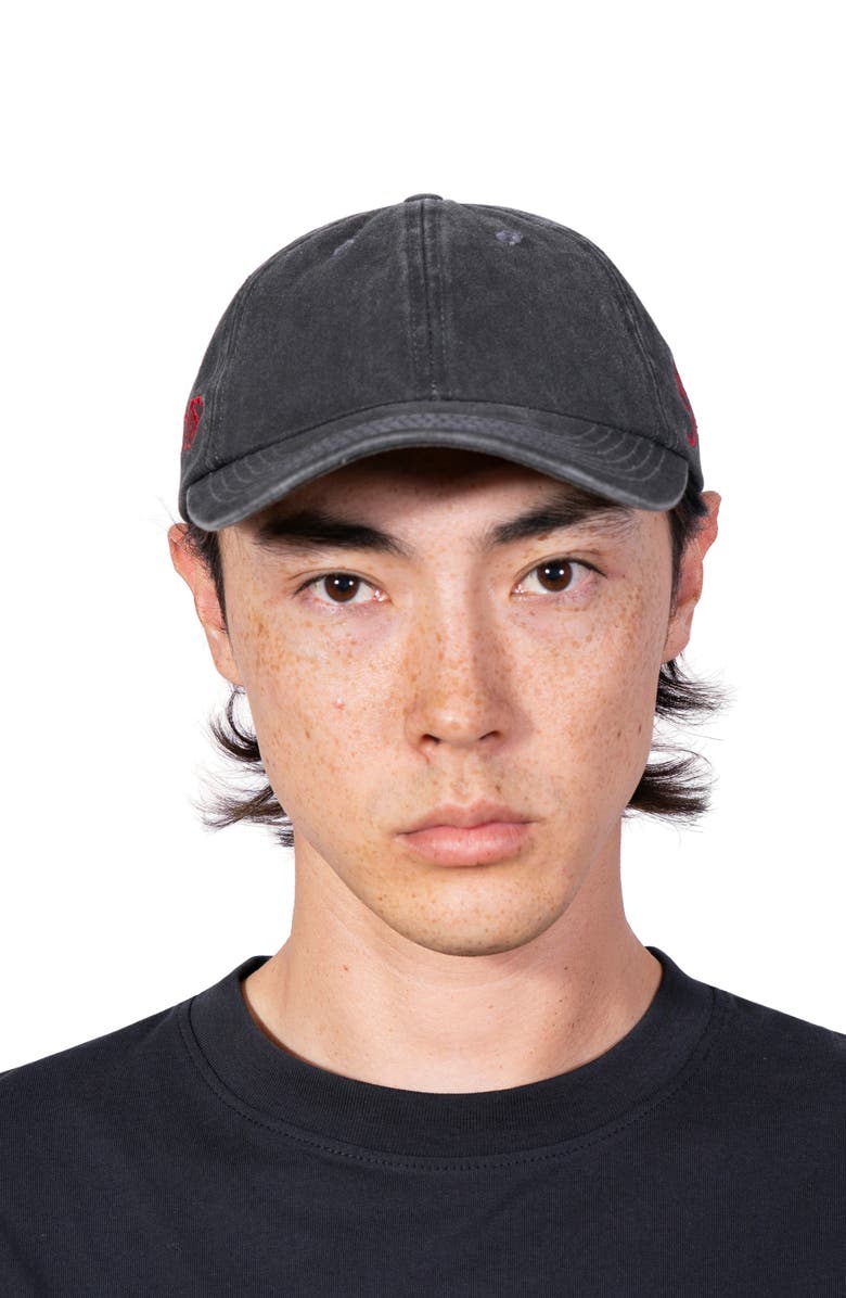 PLEASURES Scrawl Adjustable Cotton Twill Baseball Cap, Alternate, color, Black