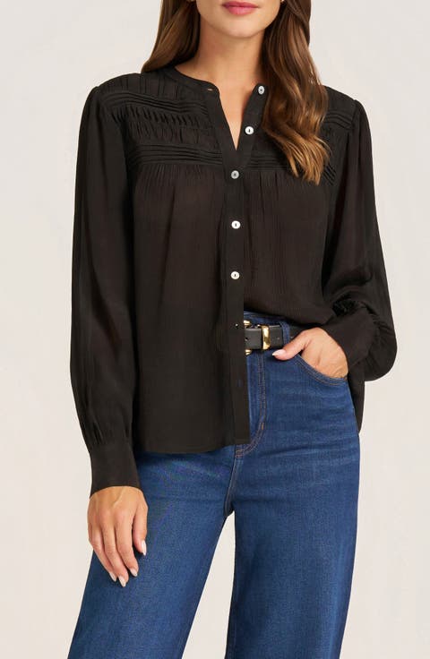 Andie Pleated Yoke Button-Up Shirt