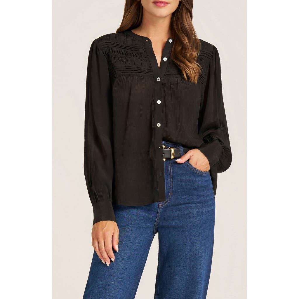 matty m. Andie Pleated Yoke Button-Up Shirt in Black  product