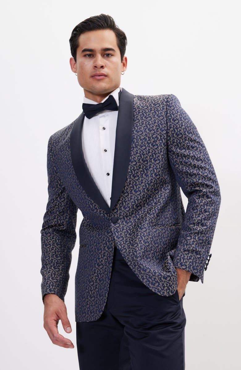 RON TOMSON Contrast Shawl Lapel Tuxedo Jacket, Alternate, color, Navy Beige