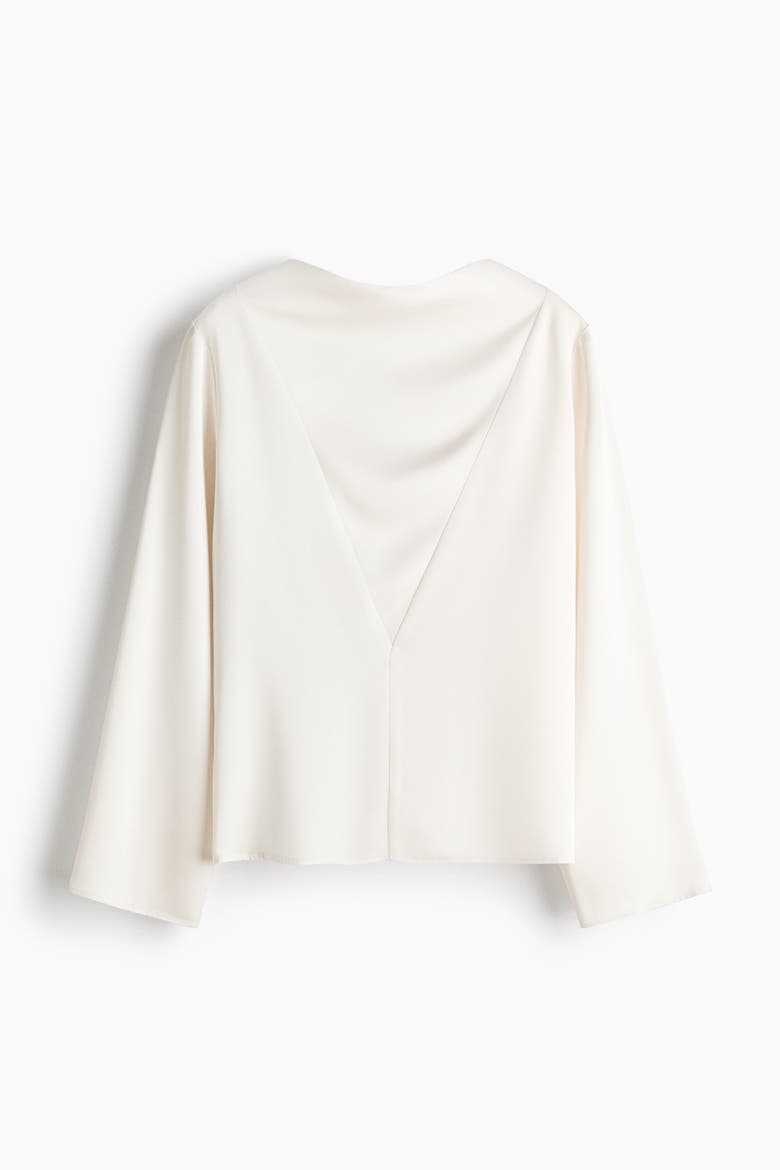 Cowl-neck Satin Blouse, Alternate, color, Ivory
