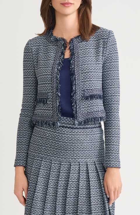 x Lani Lynn Fringe Trim Tweed Jacket