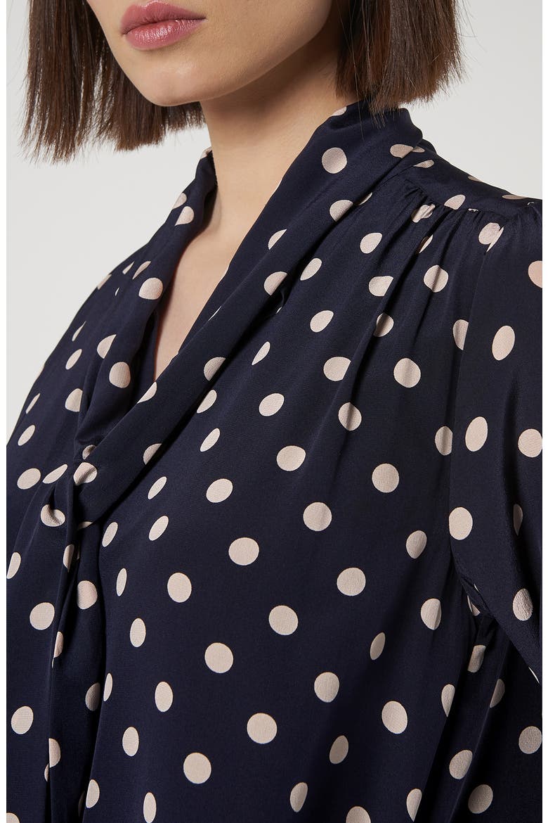 Evia Long Sleeve Silk Dress, Alternate, color, PRI-BLUE/WHITE