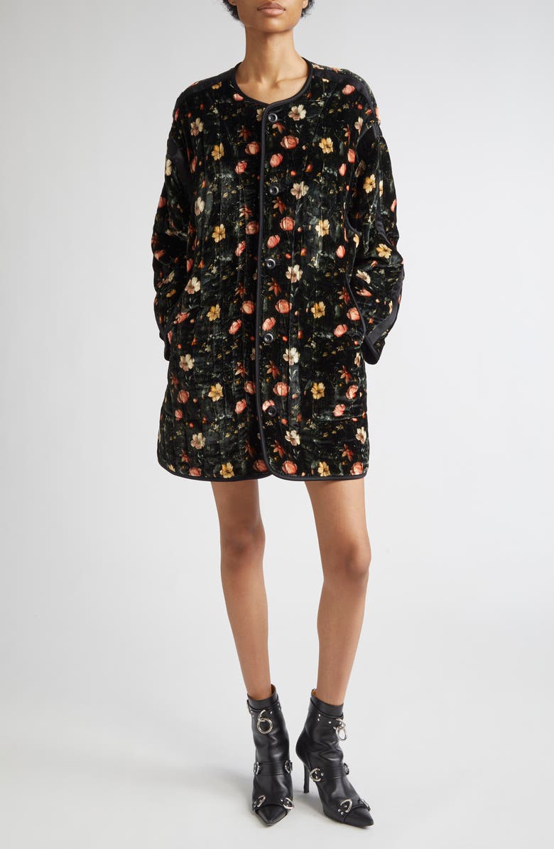 R13 Reversible Padded Taped Liner Coat, Main, color, Multifloral Black