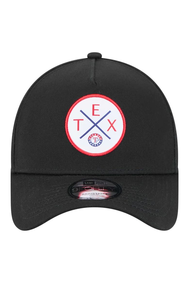 Men's New Era Black Texas Rangers 9FORTY A-Frame Adjustable Hat, Alternate, color, Black