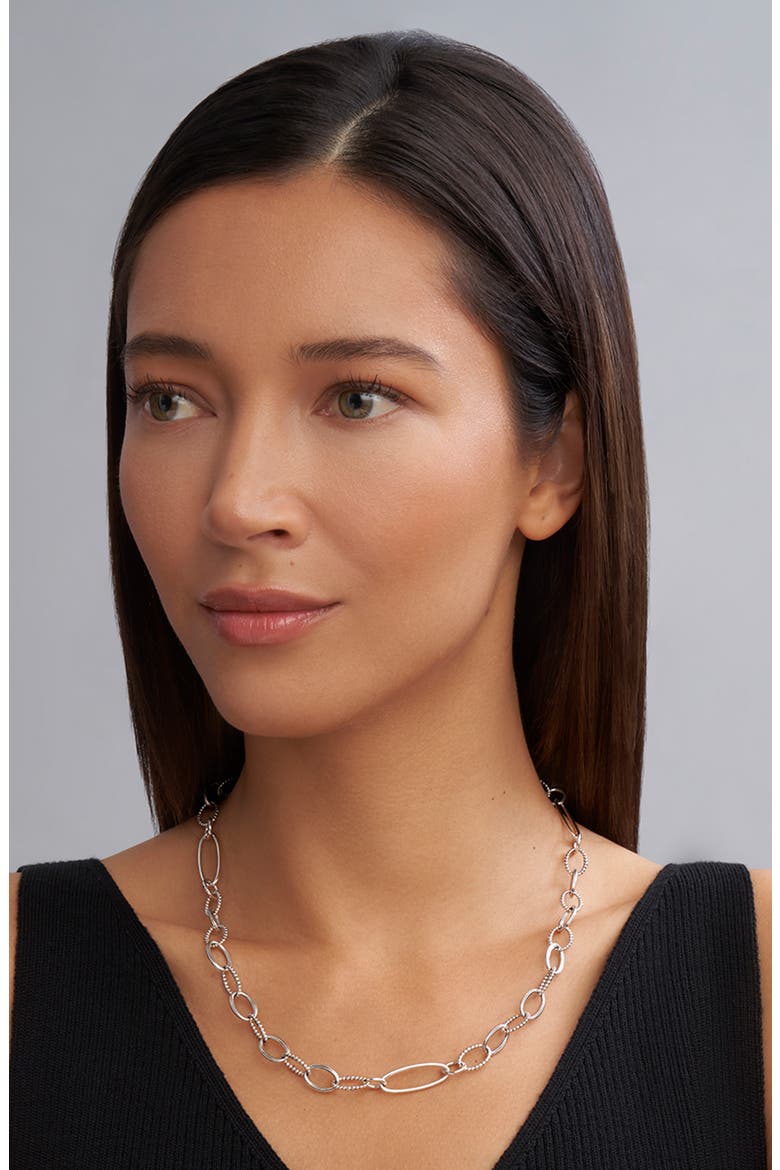 Signature Caviar Link Necklace, Alternate, color, SILVER