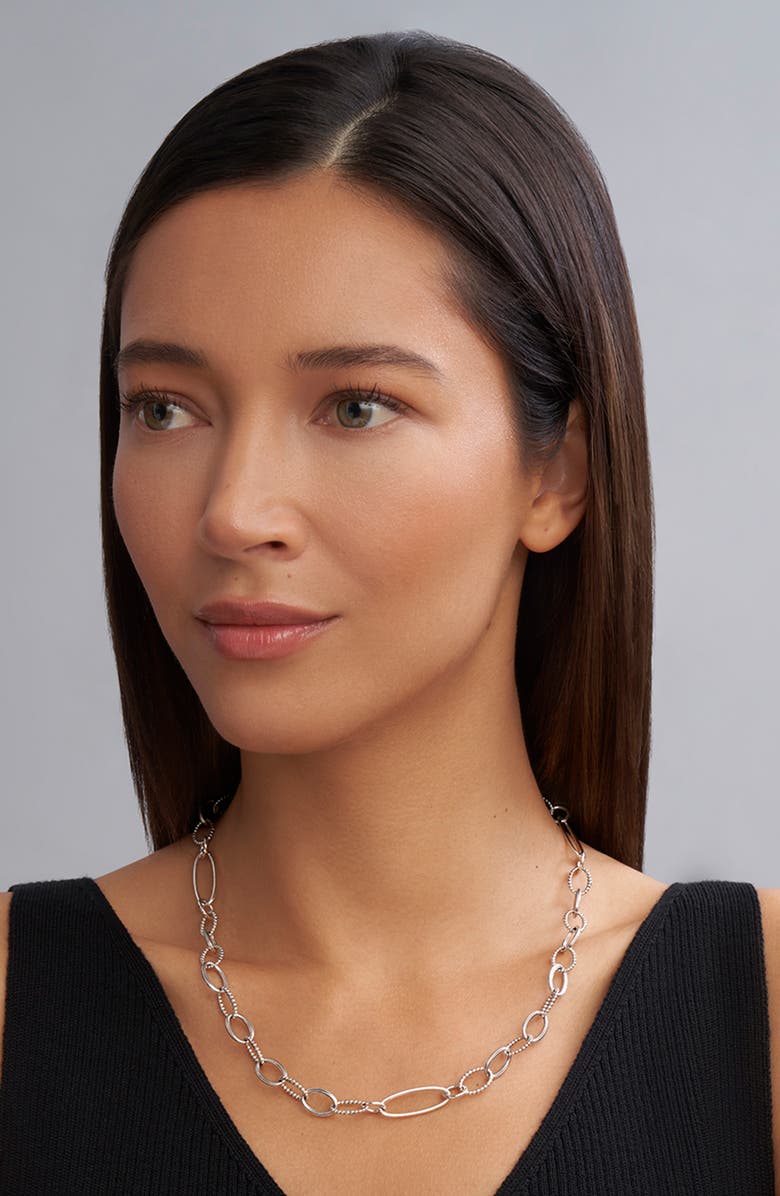 LAGOS Signature Caviar Link Necklace, Alternate, color, Silver