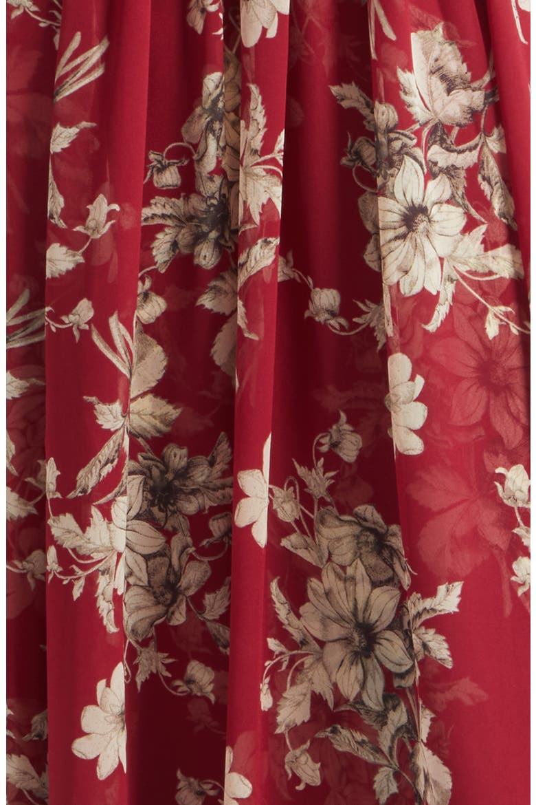 Sevi Hand-Sketched Floral Midi Dress, Alternate, color, BERRYWINE/ GARDENIA