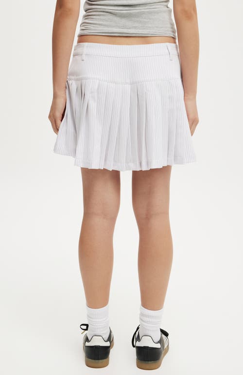 Cotton On Luis Suiting Pleated Skirt In White Pinstripe