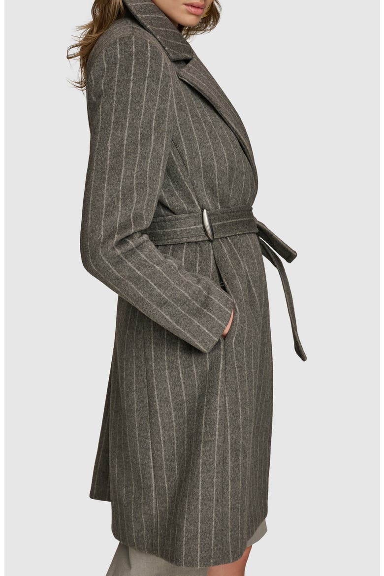 Belted Wool Blend Coat, Alternate, color, PINSTRIPE