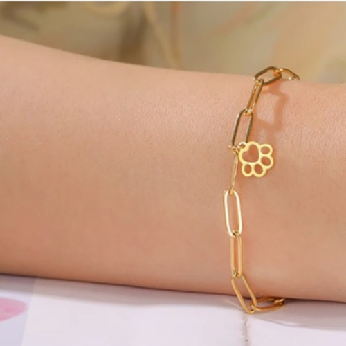 Hollywood Sensation Loyalprint Delicate Paw Print Link Bracelet In Gold