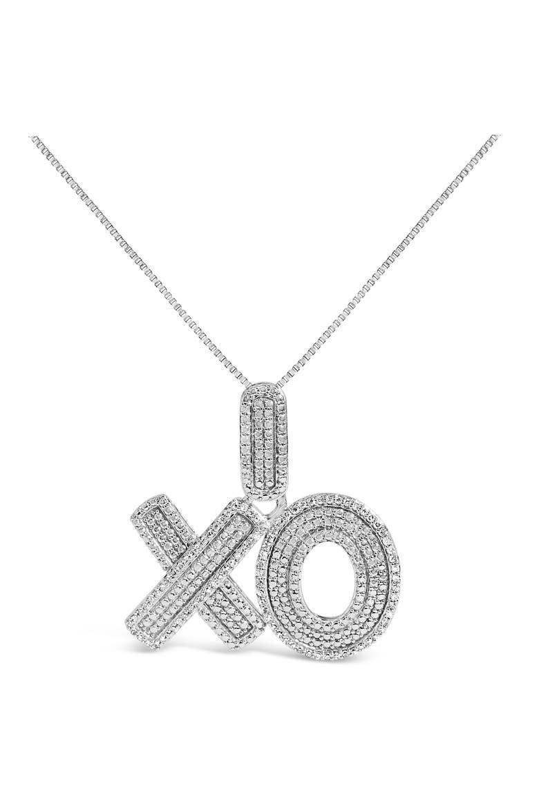 Sterling Silver 1/4 Cttw Diamond Pavé XO Pendant Necklace, Main, color, Silver