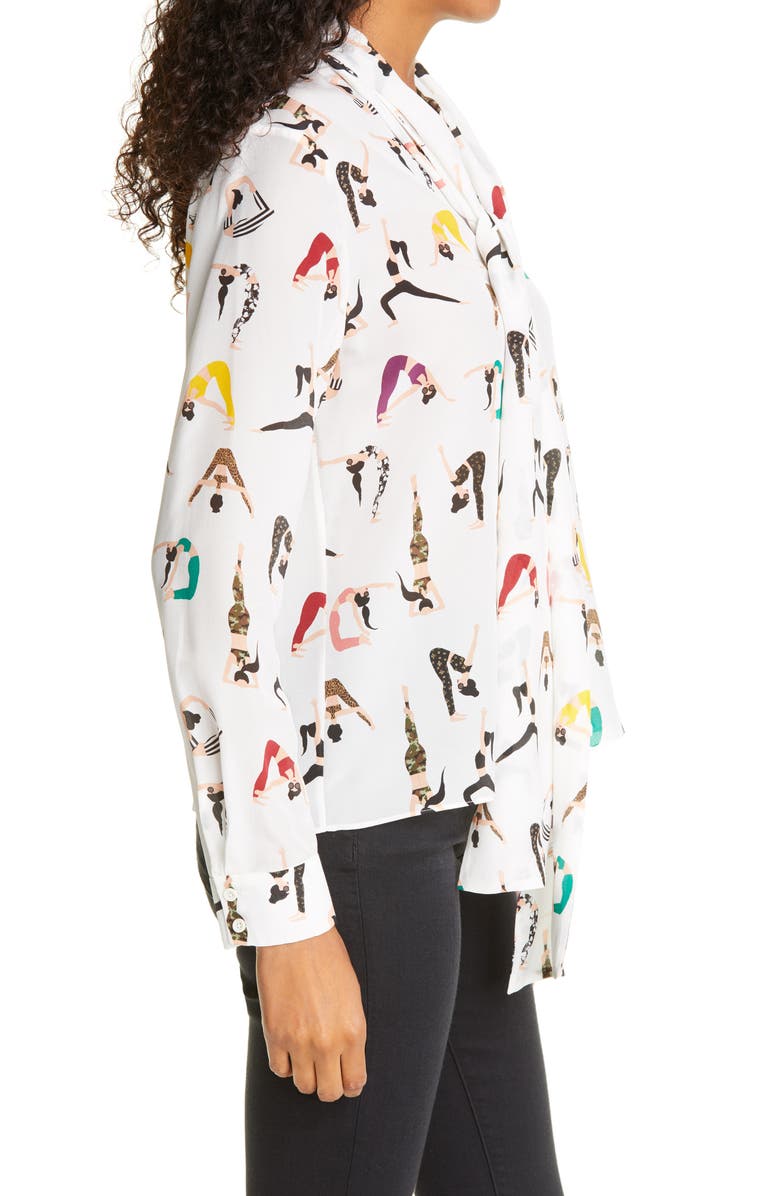 Alice + Olivia Jeannie Bow Collar Silk Top, Alternate, color,