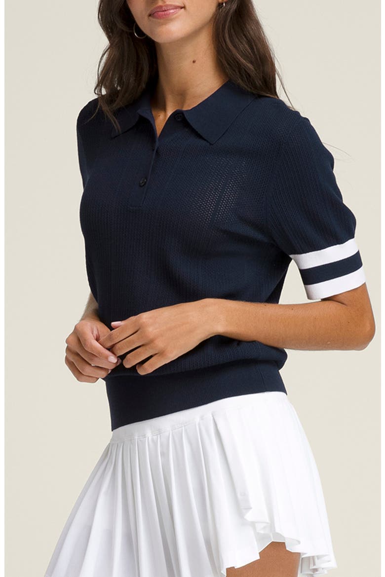 Essex Mesh Stitch Polo Sweater, Alternate, color, CLASSIC NAVY