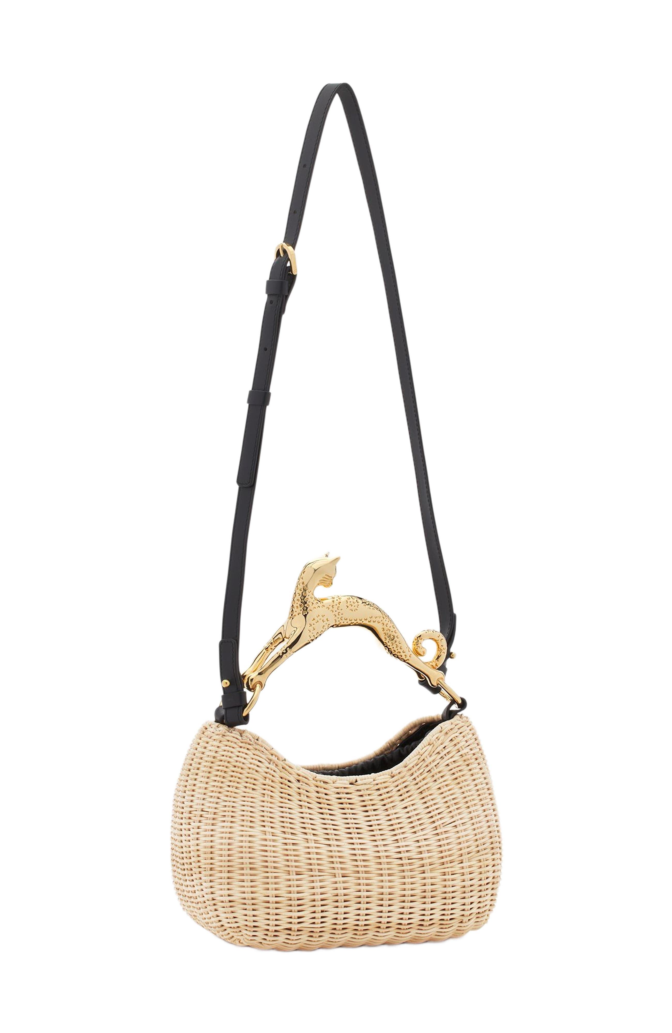 Lanvin Wicker Hobo Cat Bag Sm, Alternate, color, 
