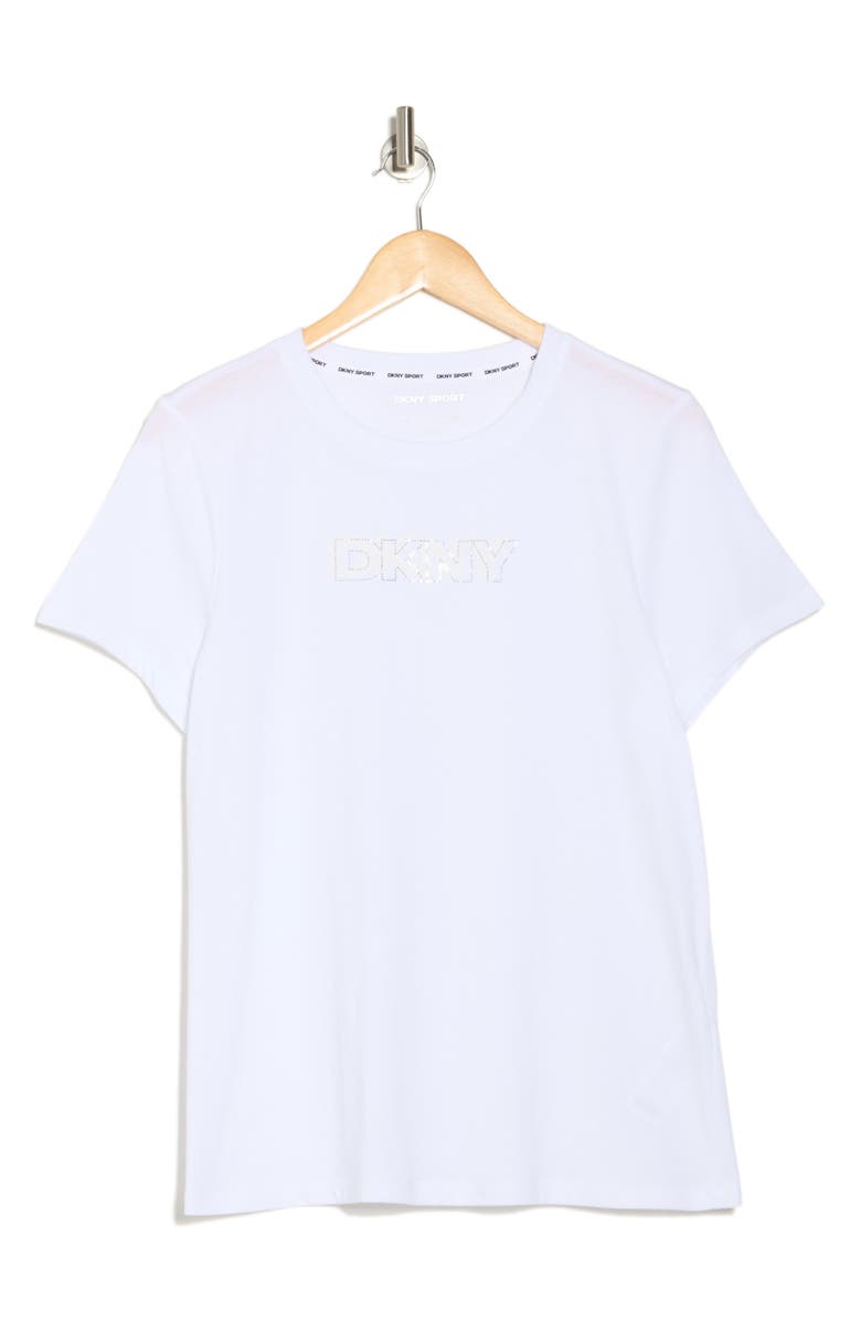 DKNY Rhinestone Logo Cotton Graphic T-Shirt, Alternate, color, 