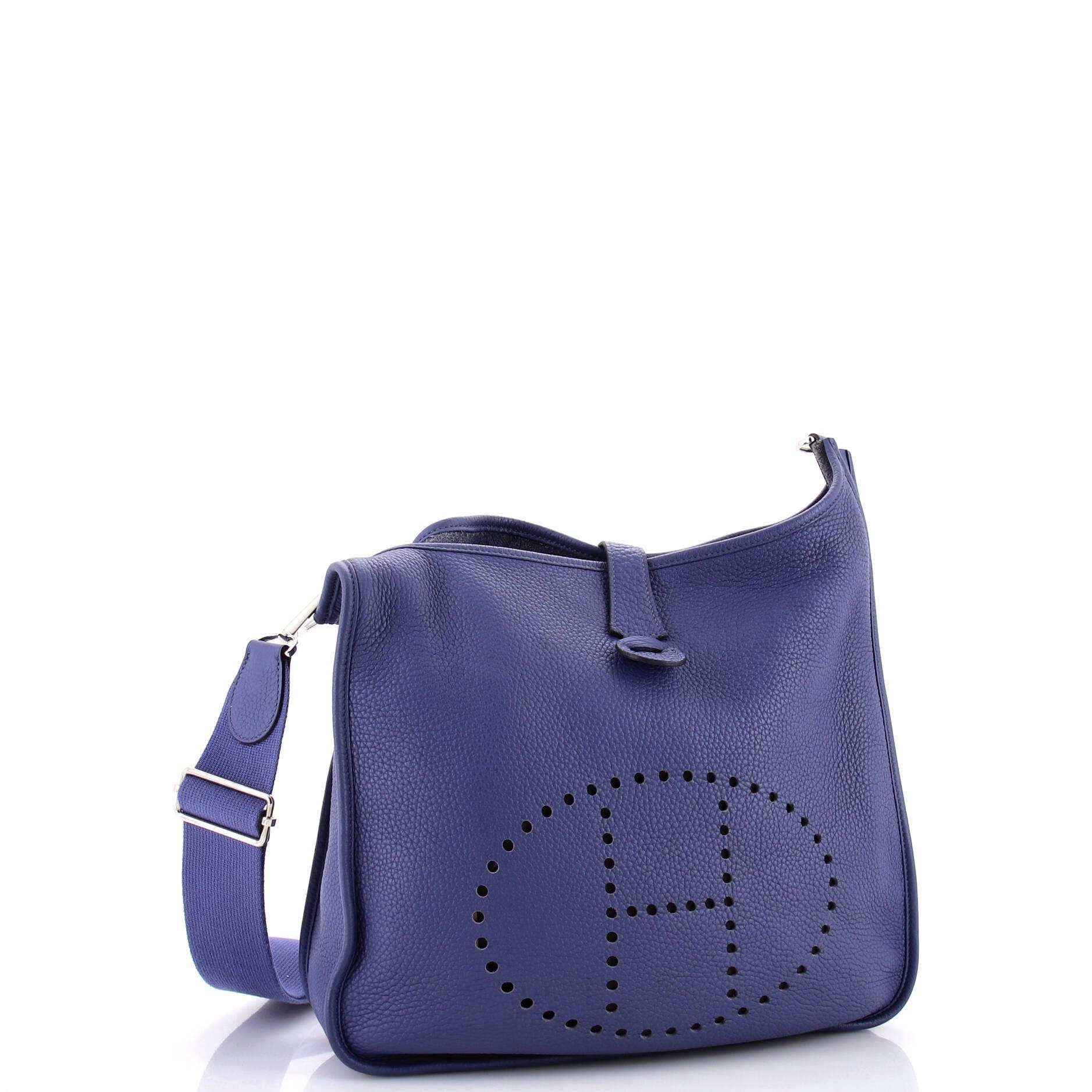 Pre-Owned Hermes Evelyne Bag Gen III Clemence PM, Alternate, color, Bleu Brighton
