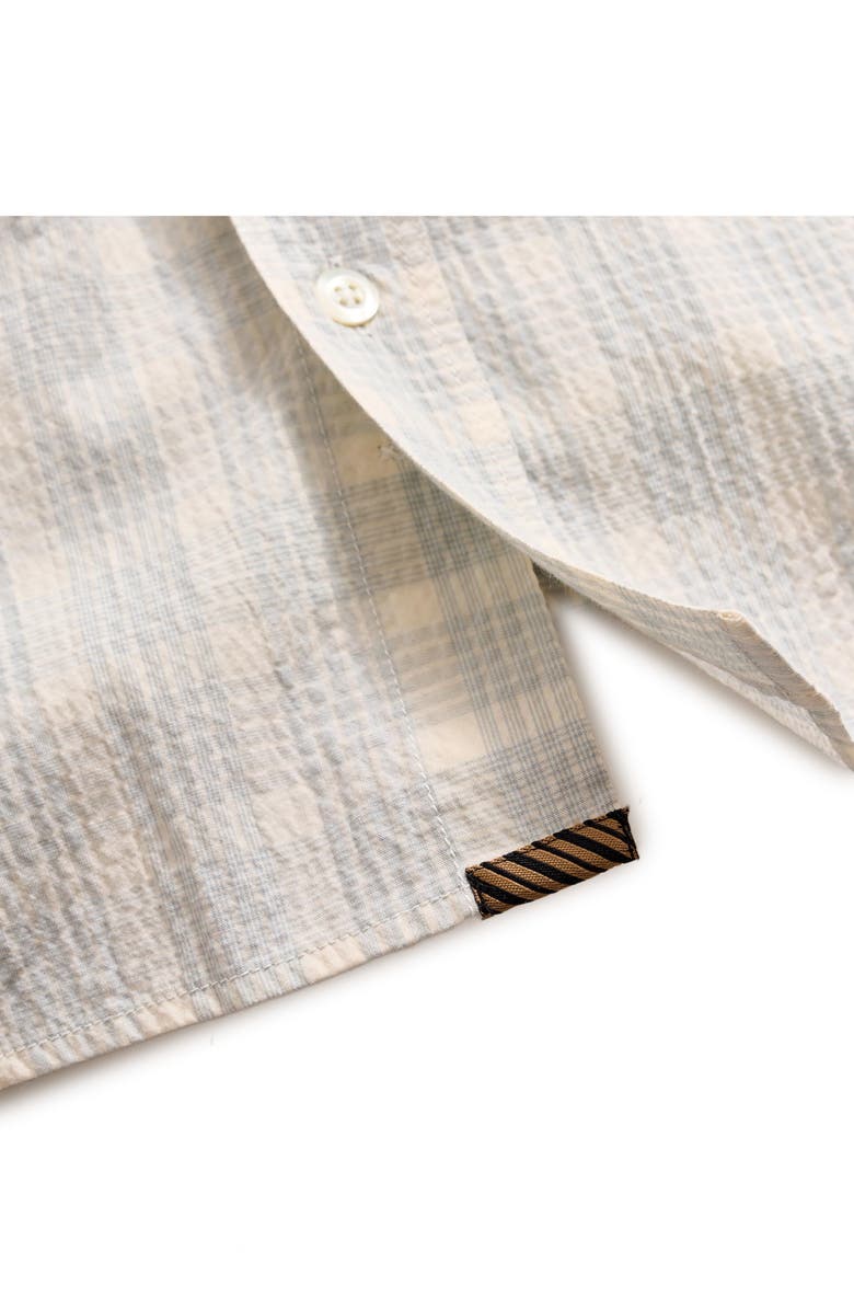 Billy Reid Donels Plaid Short Sleeve Cotton Seersucker Button-Up Shirt, Alternate, color, Dew Blue