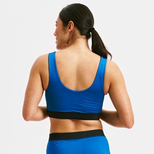 Tomboyx Reversible Swim Sport Compression Bikini Top In Blue