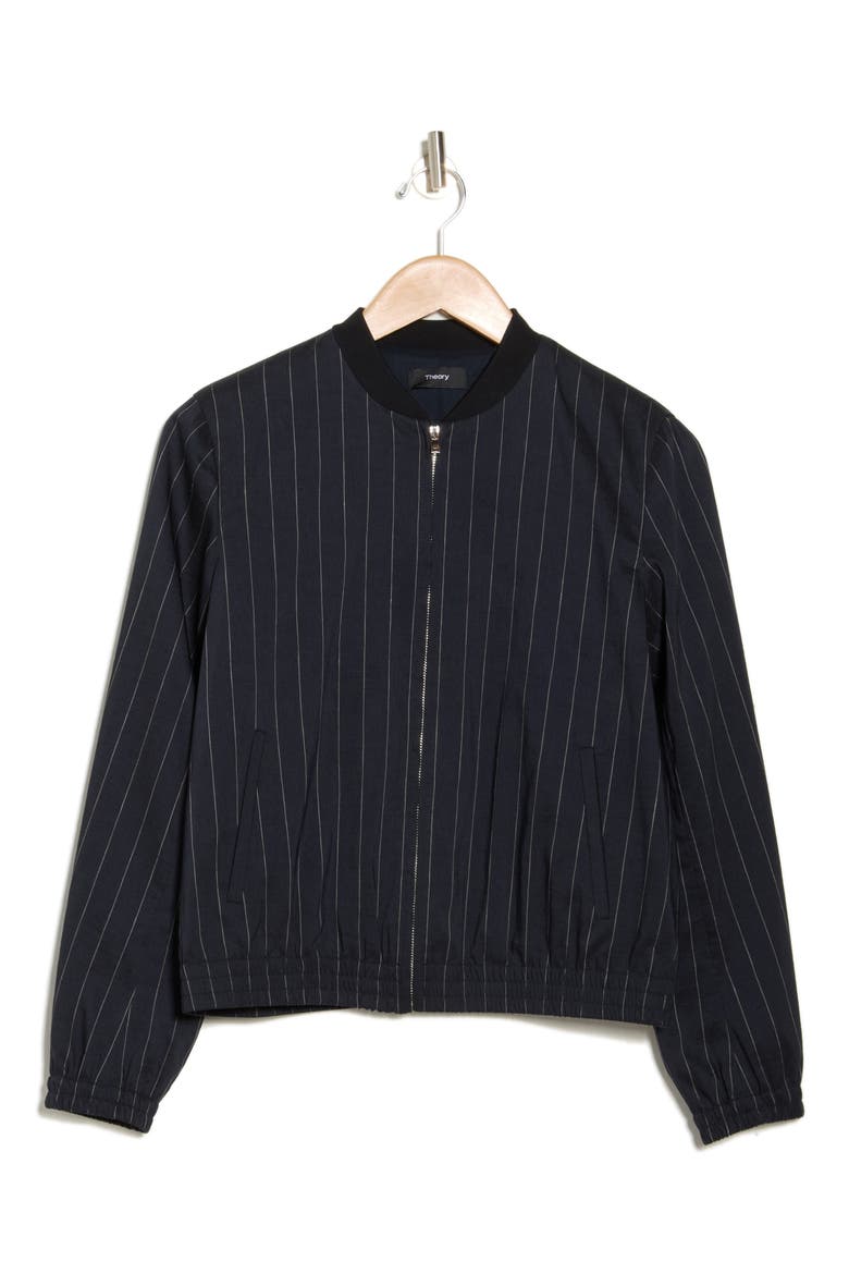 Baharah Pinstripe Bomber Jacket, Alternate, color, NAVY MULTI