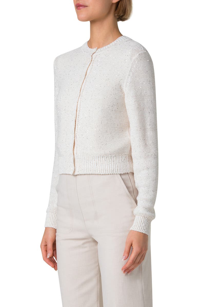 Akris Microsequin Linen Blend Cardigan, Alternate, color,