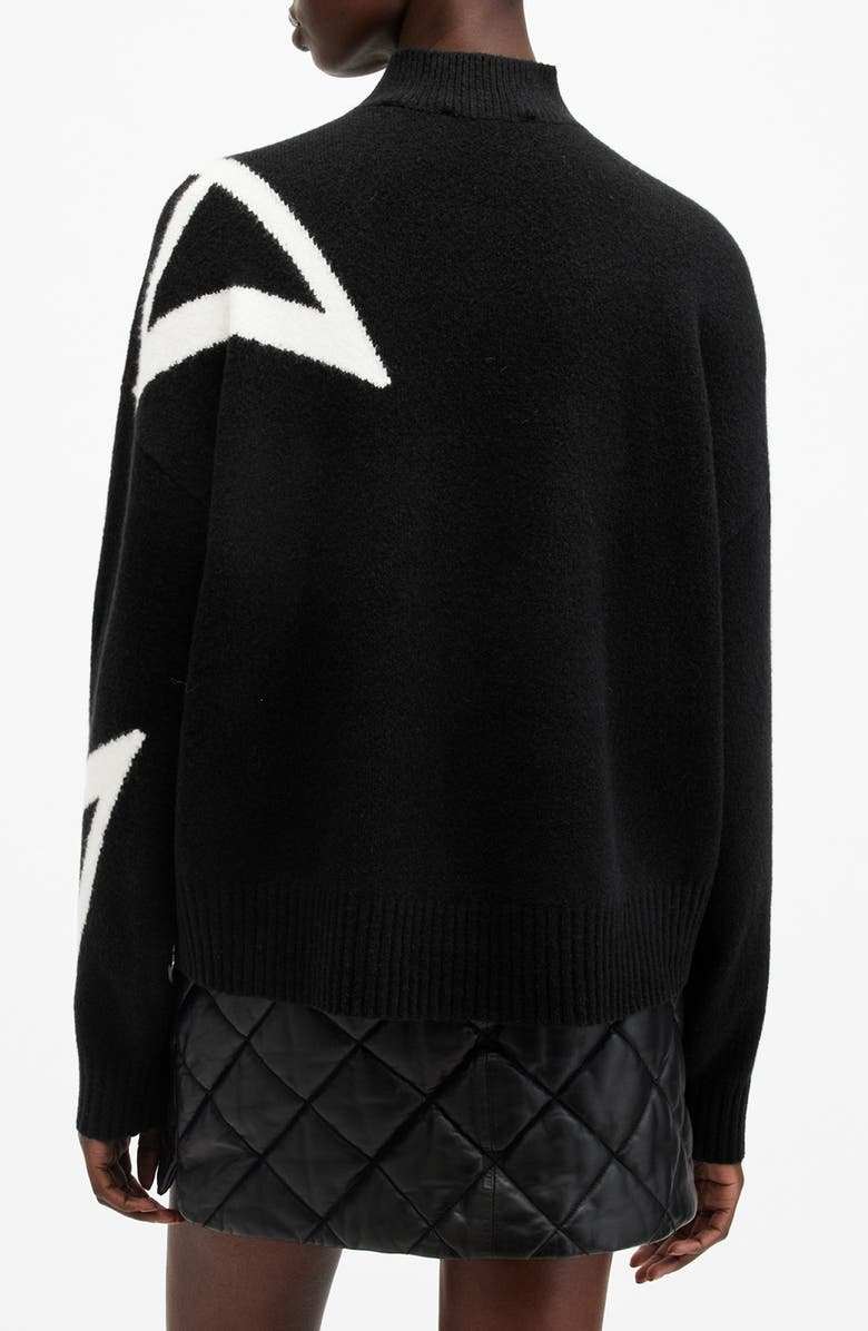 AllSaints A Star Turtleneck Sweater, Alternate, color, Black/ White