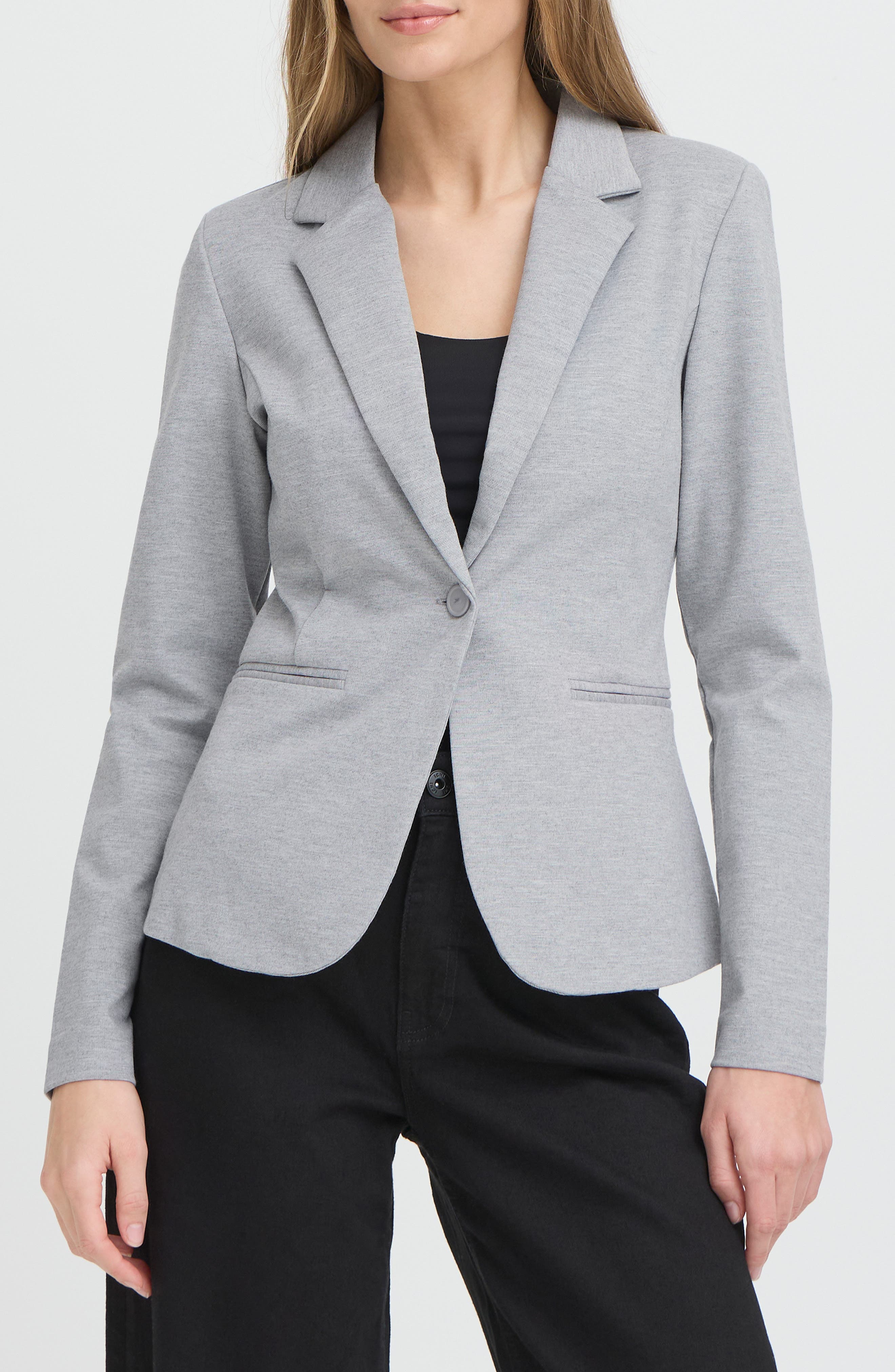 ICHI Regular Notch Lapel Ponte Blazer