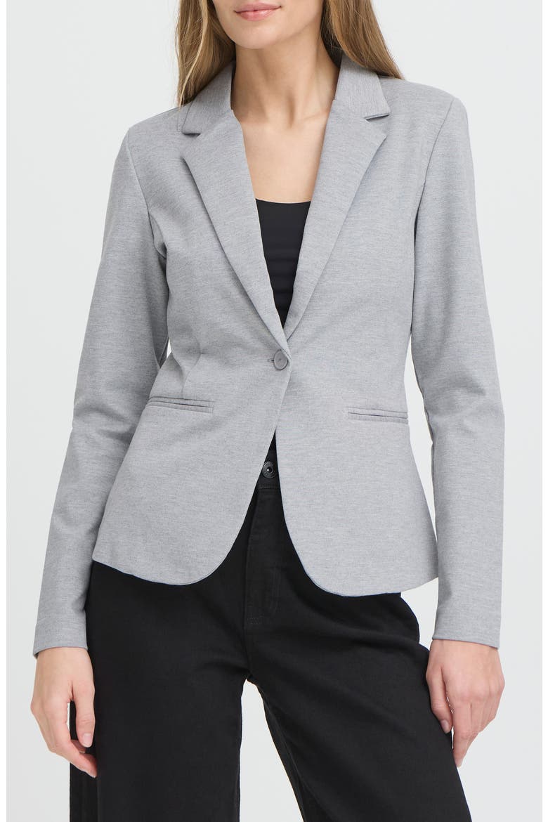 Regular Notch Lapel Ponte Blazer, Main, color, GREY MELANGE
