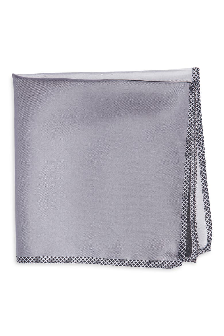 Panel Silk Pocket Square, Main, color, GREY/ BLACK