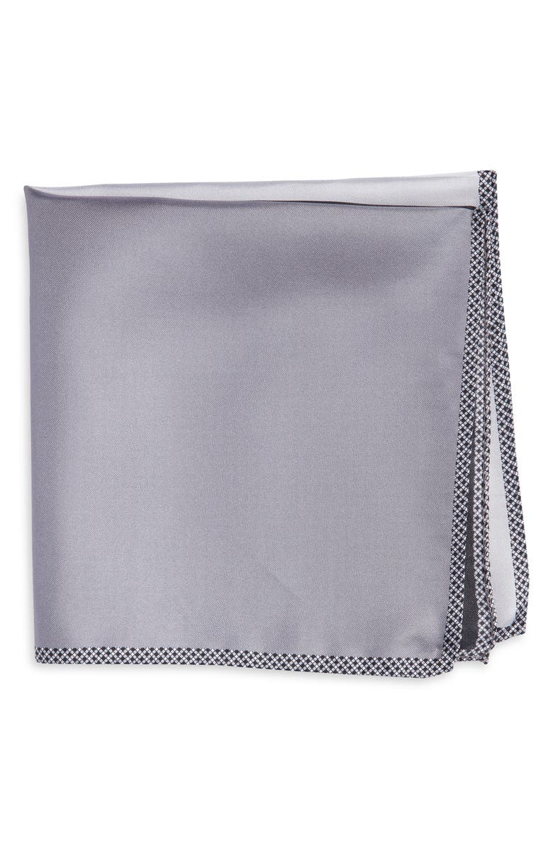 Nordstrom Panel Silk Pocket Square, Main, color, Grey/ Black