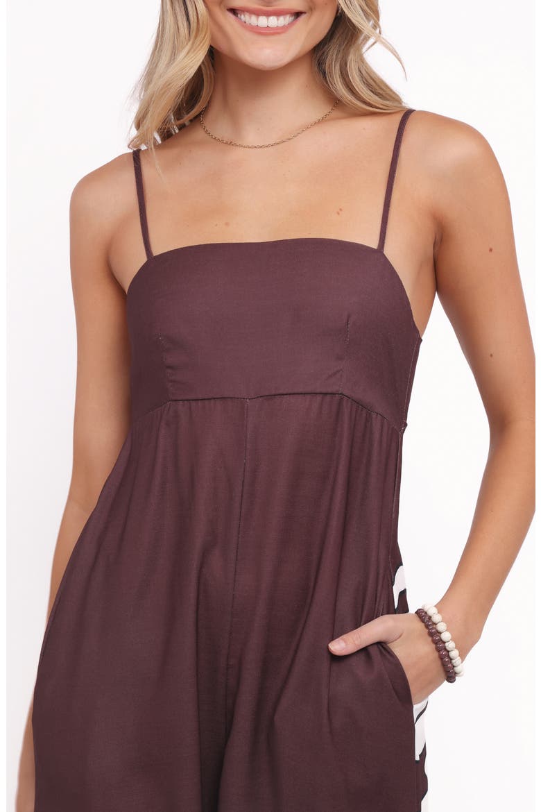 Delfina Sleeveless Wide Leg Linen Blend Jumpsuit, Alternate, color, BROWN PALM