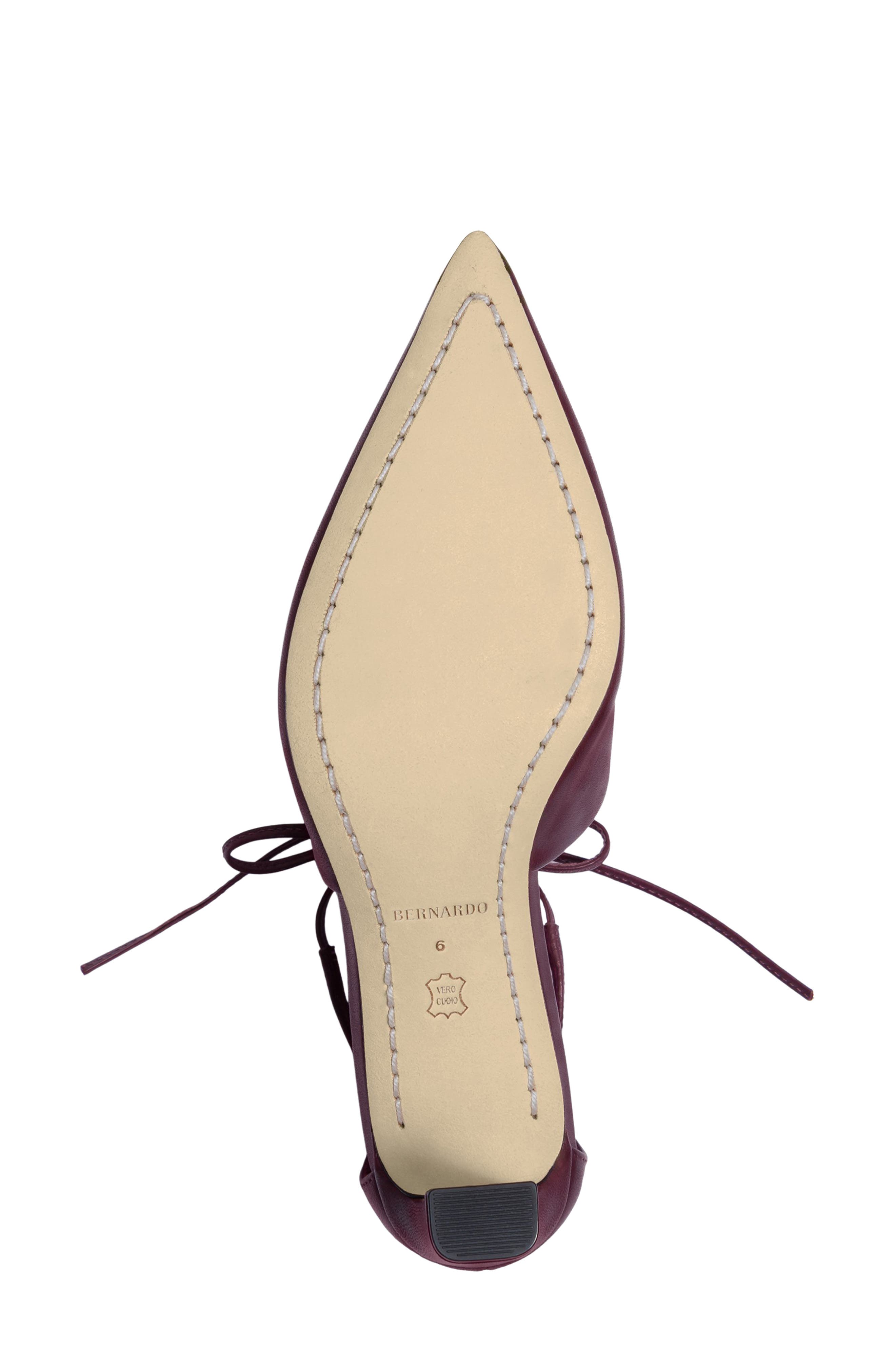 Bernardo Siena Ankle Tie Pointed Toe Pump, Alternate, color, Dark Plum Glove Leather