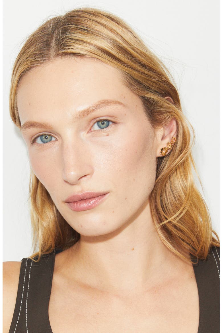 Forget Me Not Cluster Stud Earring, Alternate, color, TORY GOLD
