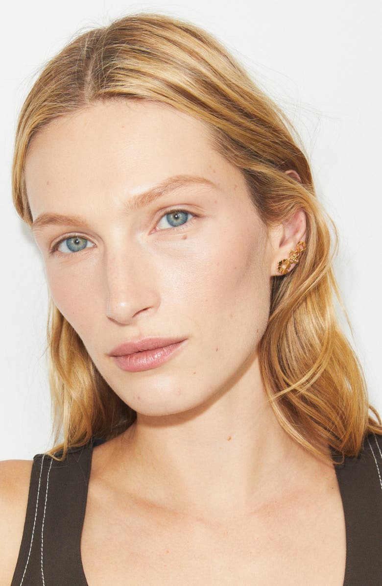 Tory Burch Forget Me Not Cluster Stud Earring, Alternate, color, Tory Gold