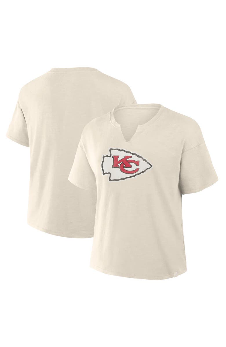 FANATICS Women's Fanatics Cream Kansas City Chiefs Slub V-Neck T-Shirt, Alternate, color, Cream