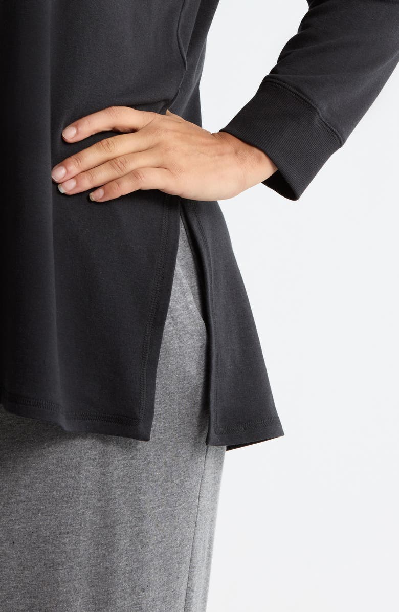 Eileen Fisher Mock Neck Terry Tunic Top, Alternate, color, Black