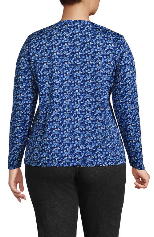 Lands' End Supima Cotton Long Sleeve V-neck T-shirt In Blue