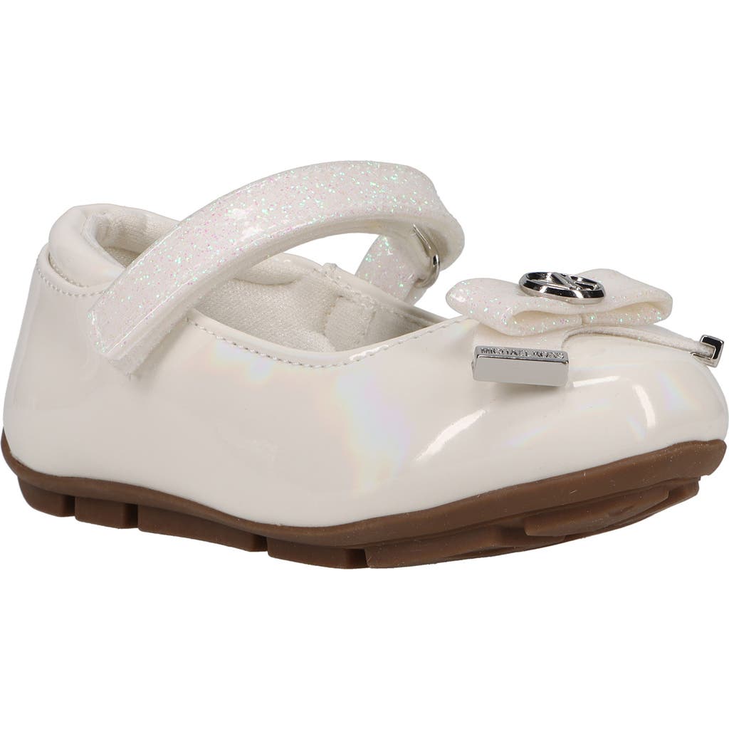 Michael Michael Kors Kids' Rover Bow Mary Jane Flat In White/glitter