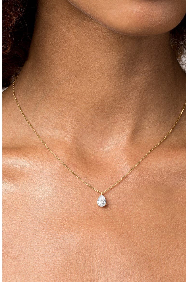 Pear Solitaire Necklace, Alternate, color, Yellow Gold Vermeil