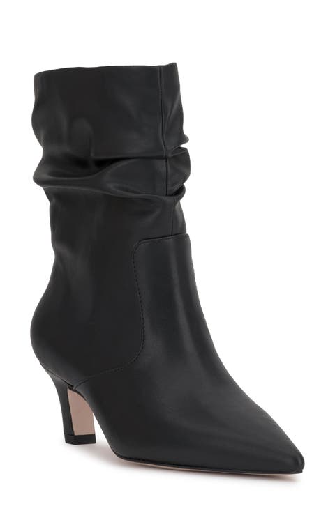【PARTIMENTO】★DRAWSTRING LEATHER SLOUCH TALL BOOTS★3COLOR 1970's Color Block Boots, Size 6.5 to 7 US, 37.5, Brown
