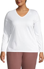 Lands' End Plus Size Supima Cotton Long Sleeve V-Neck T-Shirt