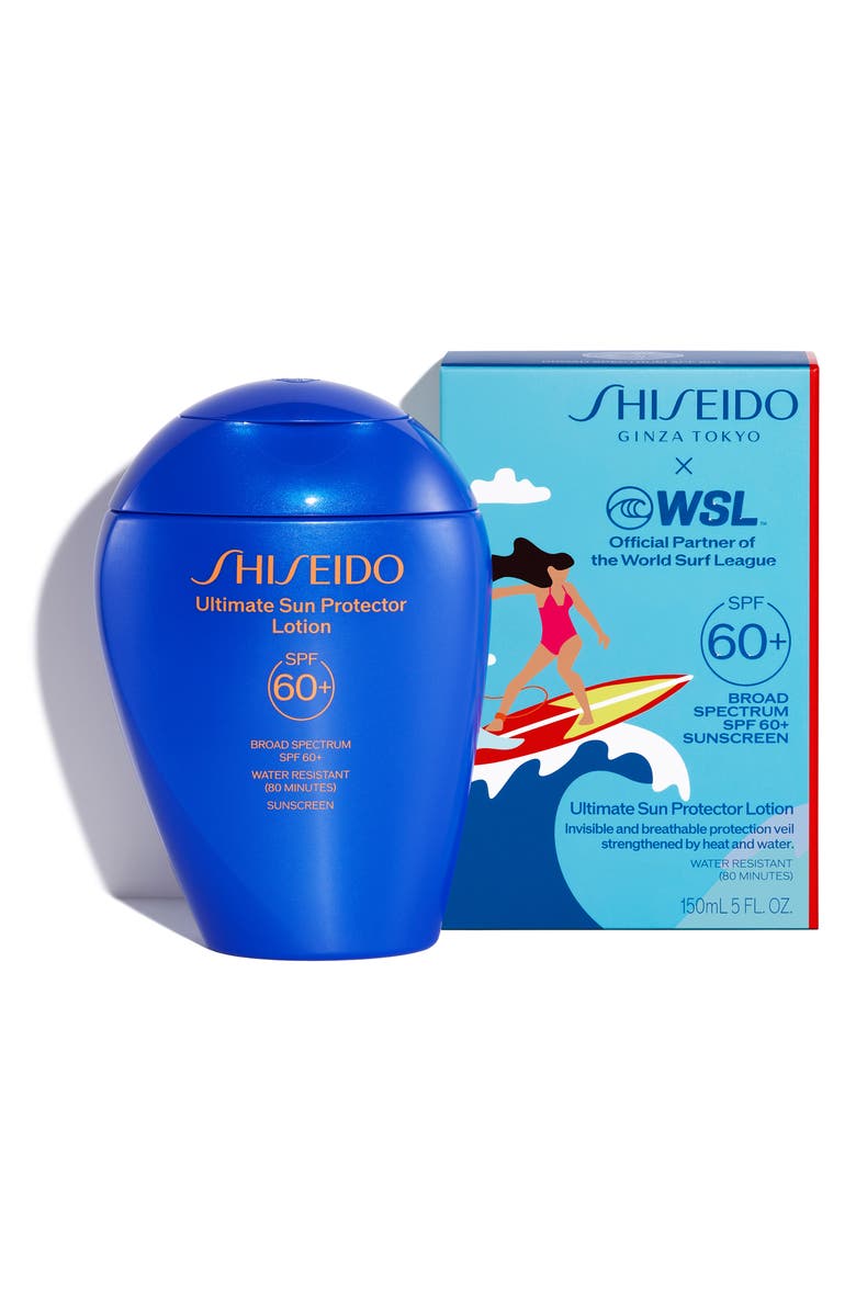 Shiseido x World Surf League Ultimate Sun Protector Lotion SPF 60+ Sunscreen, Main, color, 