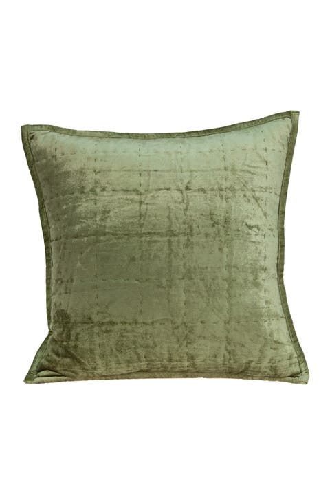 Pilas Transitional Solid Quilted Pillow - 20" x 20" - Olive