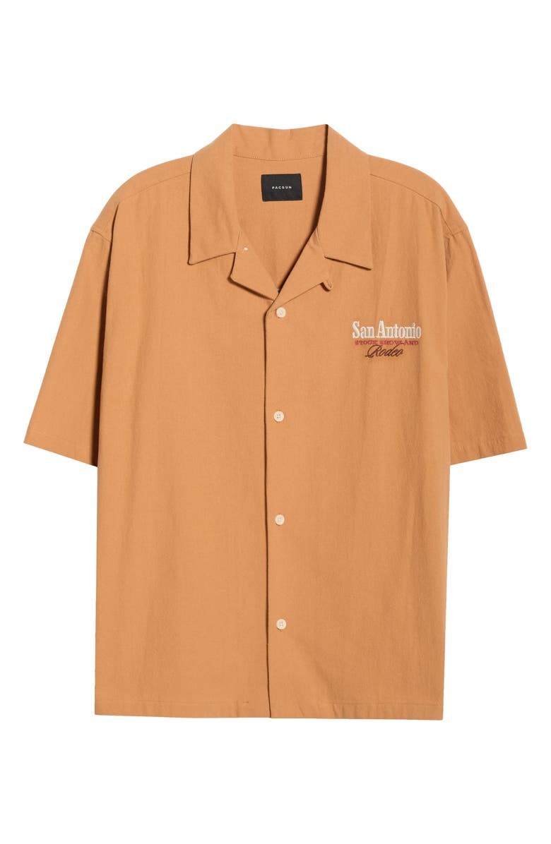 PacSun San Antonio Embroidered Camp Shirt, Alternate, color, Brown